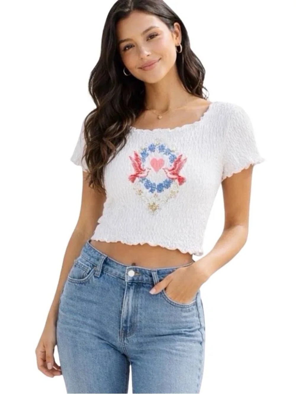 Daydreamer LA Love Birds Scrunchie Crop Top